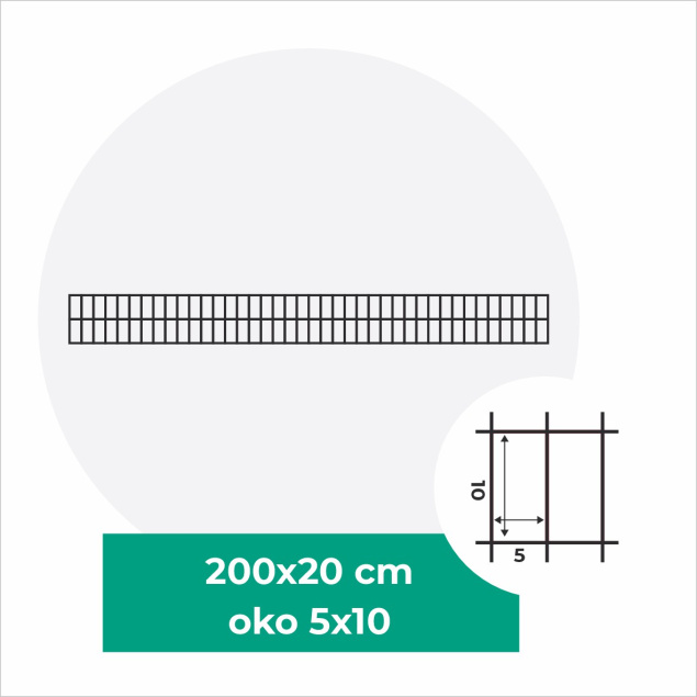 Gabionový sítě s oky 5x10 cm, více rozměrů - Rozměry sítě: 200x20
