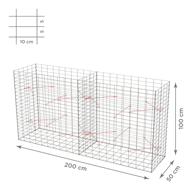 Gabionový koš 10x5, bez víka, různé rozměry - Rozměry koše: 200x100x100 cm
