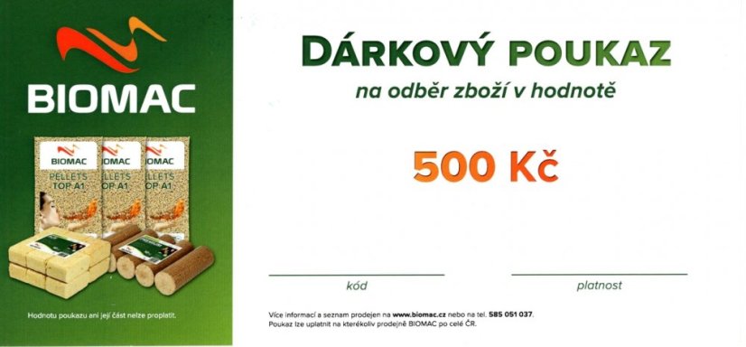 Dárkový poukaz BIOMAC - Varianta: 500