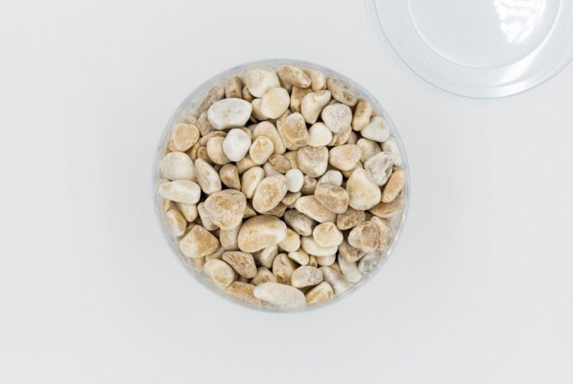Mramorový oblázek, Sienská žlut 15-25mm, dóza 1,5l (cca 2kg)