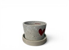 Betonový květináč s miskou  VENI PURE 11 cm - malovaný  Mamince
