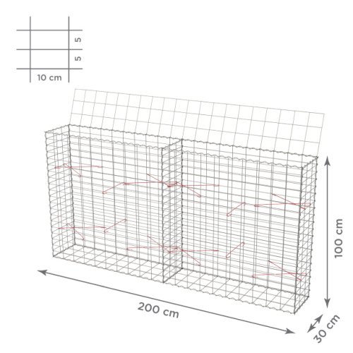 Gabionový koš 10x5, s víkem, různé rozměry - Rozměry koše: 200x30x100 cm
