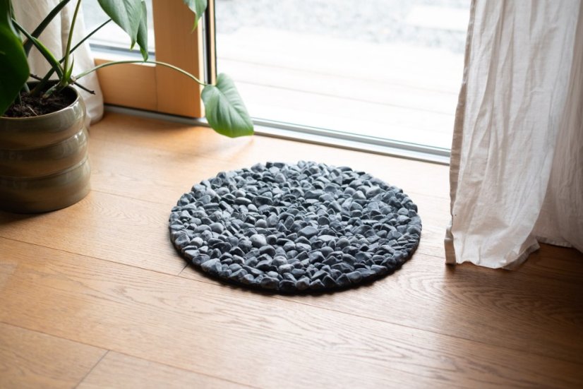 Masážní kamenná deska, Ebano černá, průměr 40 cm