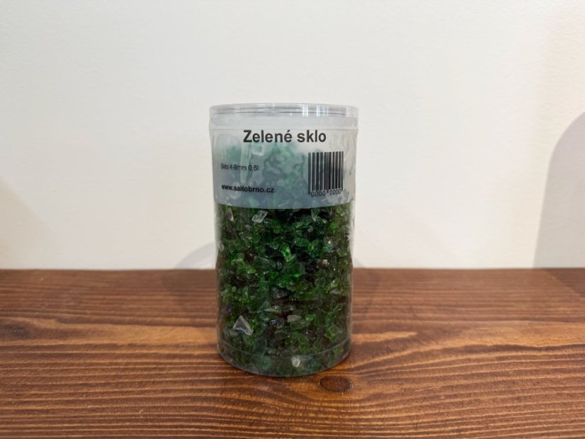 Skleněná drť, Zahradní zelená 4-8 mm, dóza 0,6l (cca 0,6kg)