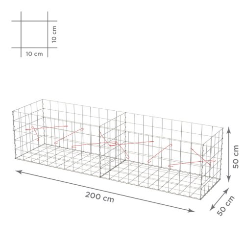 Gabionový koš 10x10, bez víka, různé rozměry - Rozměry koše: 200x50x50 cm