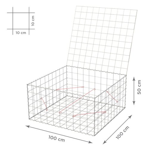 Gabionový koš 10x10, s víkem, různé rozměry - Rozměry koše: 100x100x50 cm