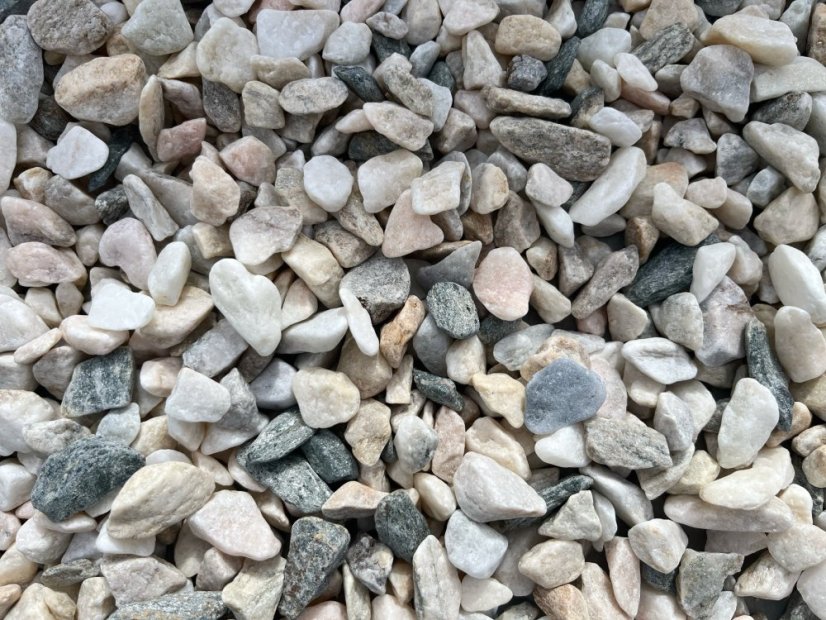 Mramorový oblázek, Růžovo-bílá, 25kg, více frakcí - Frakce: 25-40 mm