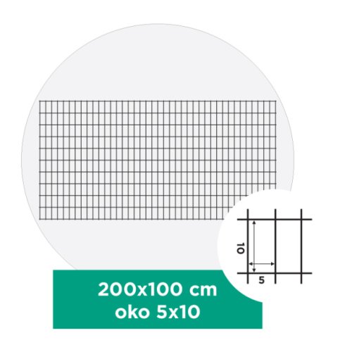 Gabionový sítě s oky 5x10 cm, více rozměrů - Rozměry sítě: 200x100