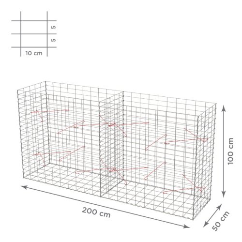 Gabionový koš 10x5, bez víka, různé rozměry - Rozměry koše: 200x50x50 cm