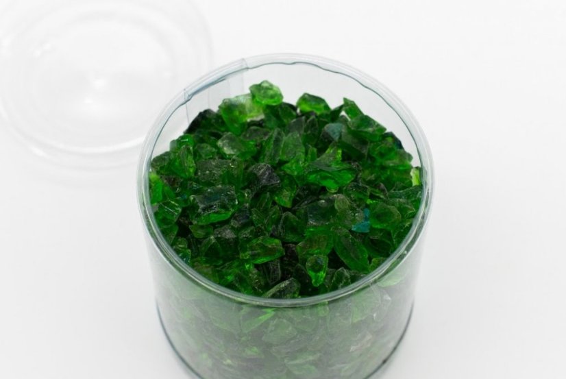 Skleněná drť, Zahradní zelená 4-8 mm, dóza 0,4l (cca 0,4 kg)