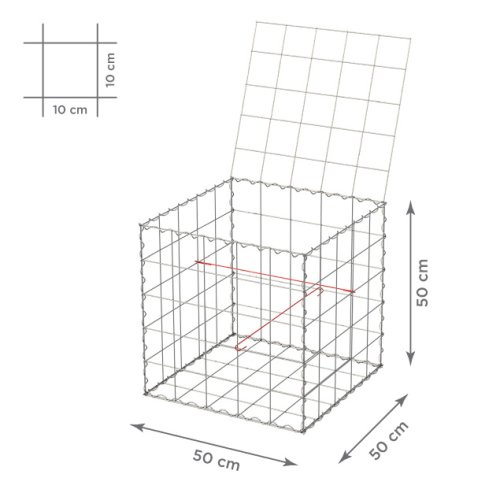 Gabionový koš 10x10, s víkem, různé rozměry - Rozměry koše: 50x50x50 cm