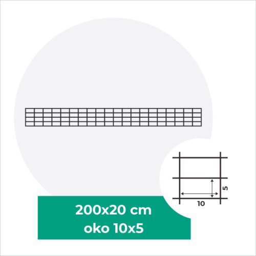 Gabionový sítě s oky 10x5 cm, více rozměrů - Rozměry sítě: 200x20