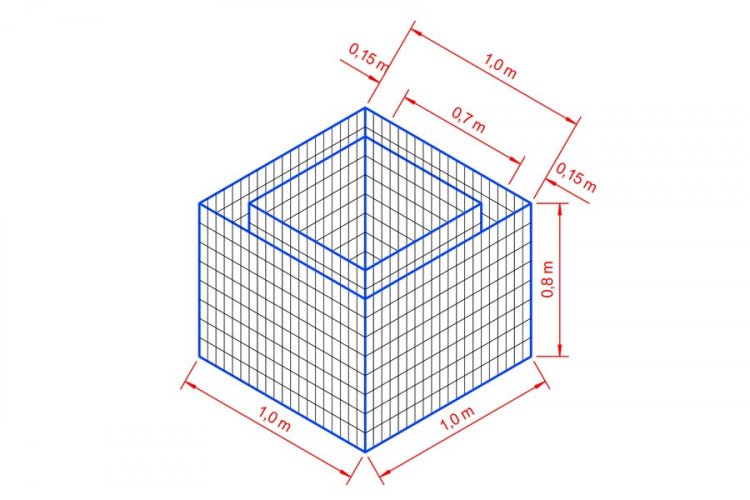 Vyvýšený záhon gabion, 5x10, 100x100x80