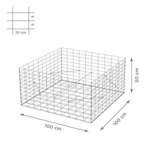 Gabionový koš 10x5, bez víka, různé rozměry - Rozměry koše: 100x100x50 cm