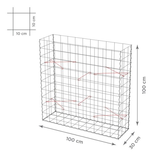 Gabionový koš 10x10, bez víka, různé rozměry - Rozměry koše: 100x30x100 cm