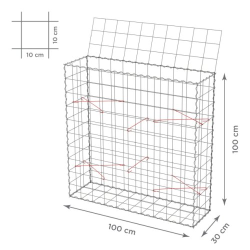 Gabionový koš 10x10, s víkem, různé rozměry - Rozměry koše: 100x30x100 cm