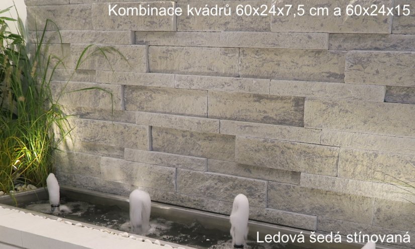 Betonový zdící kvádr Momento, 60x24x7,5 cm, více barev - Barva: ledově šedá stínovaná
