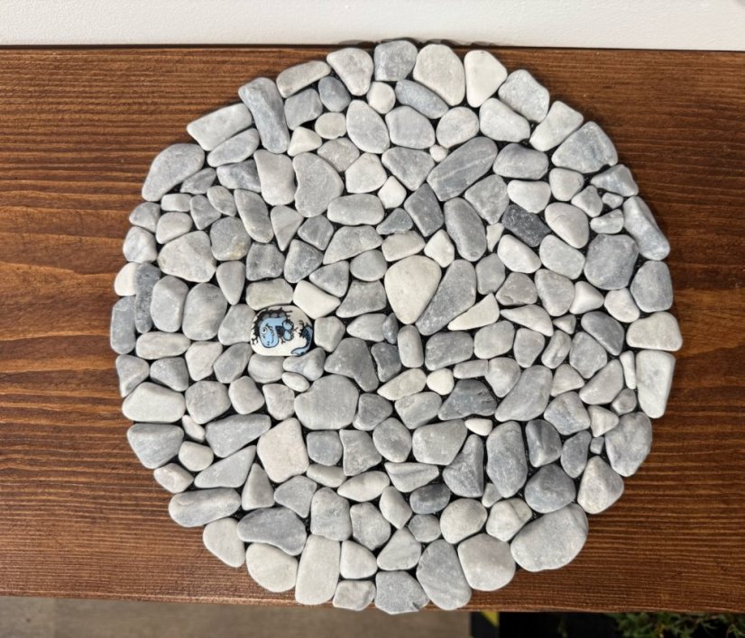 Masážní kamenná deska  - dětská, mramor Ledově modrá,  kruh průměr 27 cm