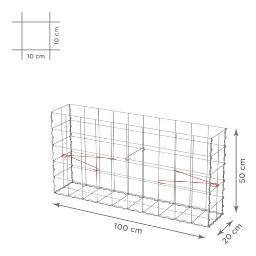 Gabionový koš 10x10, bez víka, různé rozměry - Rozměry koše: 100x20x50 cm