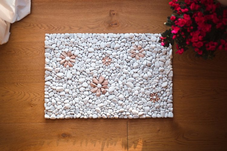 Masážní kamenná deska s motivem - květy, více velikostí - Velikost desky: 60x40