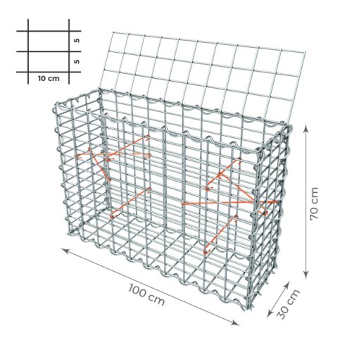 Gabionový koš 10x5, s víkem, různé rozměry - Rozměry koše: 100x20x100 cm