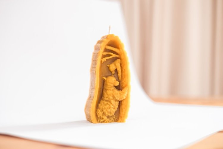 Svíčka ze včelího vosku VENI PURE - medvěd