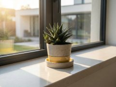 Betonový květináč s miskou VENI PURE, 11 cm, malovaný