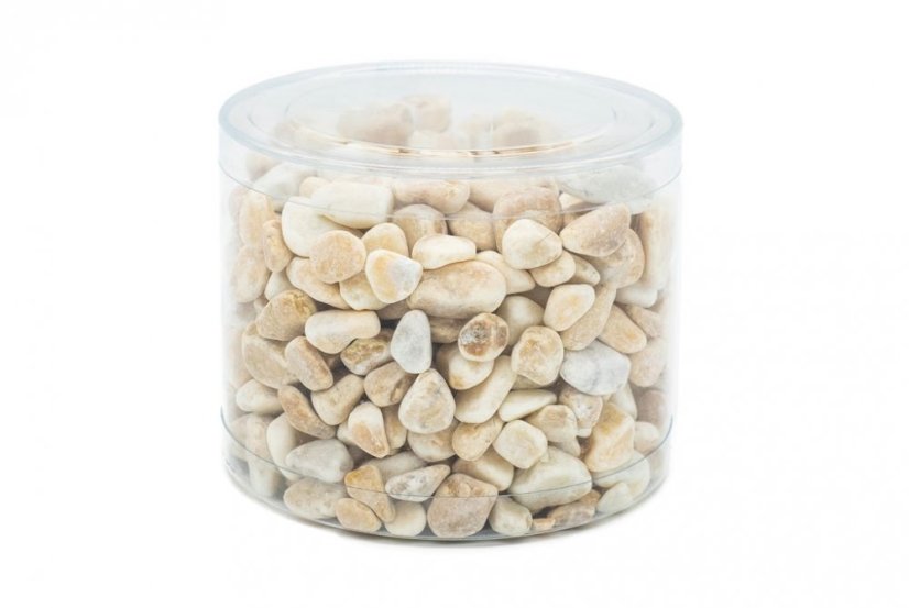 Mramorový oblázek, Sienská žlut 15-25mm, dóza 1,5l (cca 2kg)