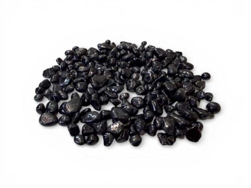 Skleněný oblázek, černá 6-9 mm, dóza 0,7 l (cca 1kg)