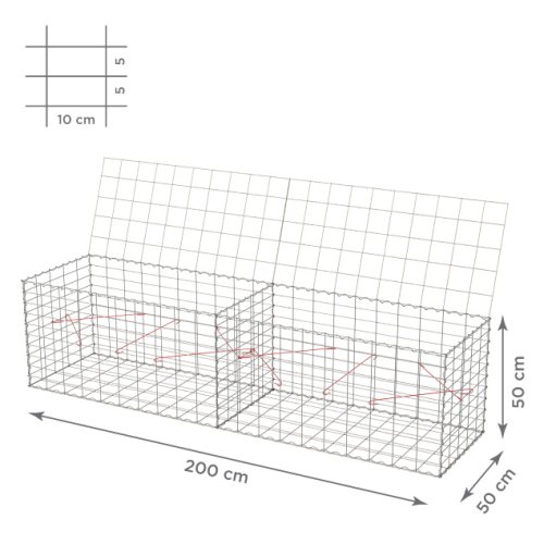 Gabionový koš 10x5, s víkem, různé rozměry - Rozměry koše: 200x50x50 cm