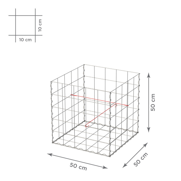 Gabionový koš 10x10, bez víka, různé rozměry - Rozměry koše: 100x100x100 cm