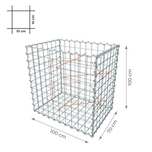 Gabionový koš 10x10, bez víka, různé rozměry - Rozměry koše: 100x70x100 cm