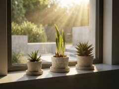 Betonové květináče s miskou VENI PURE  - sada 3ks