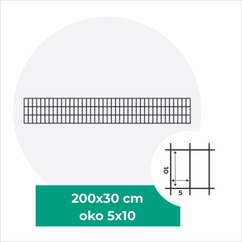 Gabionový sítě s oky 5x10 cm, více rozměrů - Rozměry sítě: 200x30