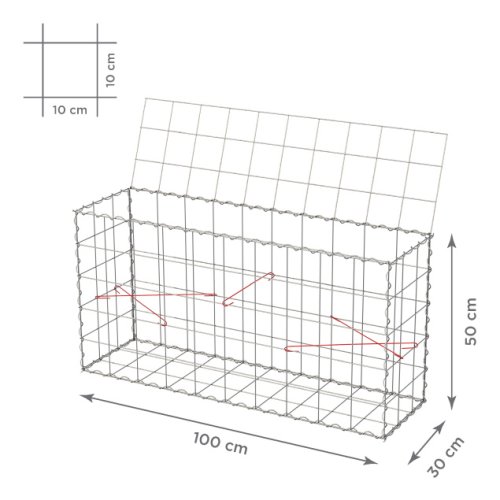 Gabionový koš 10x10, s víkem, různé rozměry - Rozměry koše: 100x30x50 cm