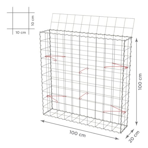 Gabionový koš 10x10, s víkem, různé rozměry - Rozměry koše: 100x20x100 cm