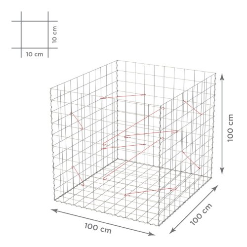 Gabionový koš 10x10, bez víka, různé rozměry - Rozměry koše: 100x100x100 cm