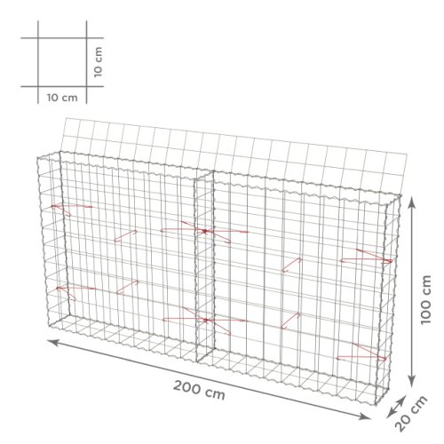 Gabionový koš 10x10, s víkem, různé rozměry - Rozměry koše: 200x20x100 cm