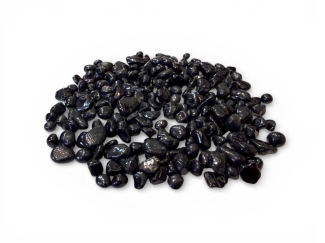Skleněný oblázek, černá 6-9 mm, dóza 0,7 l (cca 1kg)
