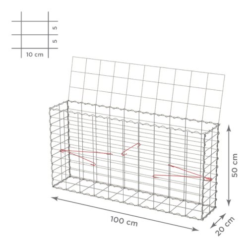 Gabionový koš 10x5, s víkem, různé rozměry - Rozměry koše: 100x20x50 cm