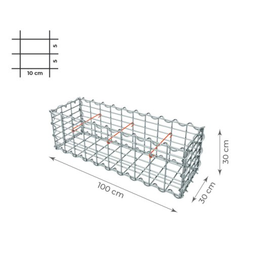 Gabionový koš 10x5, bez víka, různé rozměry - Rozměry koše: 100x30x30 cm