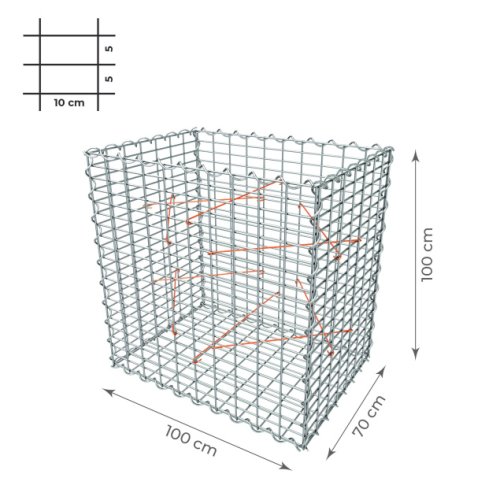 Gabionový koš 10x5, bez víka, různé rozměry - Rozměry koše: 100x70x100 cm