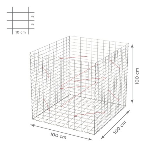 Gabionový koš 10x5, bez víka, různé rozměry - Rozměry koše: 100x100x100 cm