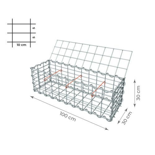 Gabionový koš 10x5, s víkem, různé rozměry - Rozměry koše: 100x30x30 cm