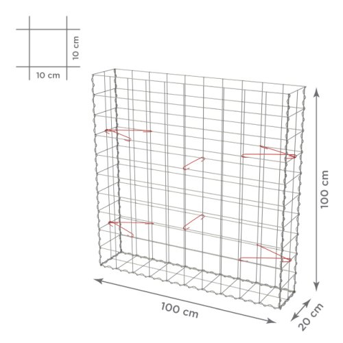 Gabionový koš 10x10, bez víka, různé rozměry - Rozměry koše: 100x20x100 cm