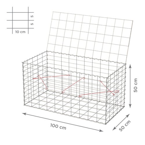Gabionový koš 10x5, s víkem, různé rozměry - Rozměry koše: 100x50x50 cm