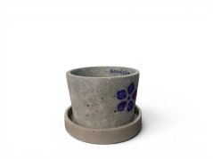 Betonový květináč s miskou  VENI PURE 11 cm - malovaný  Babičce