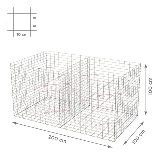 Gabionový koš 10x5, bez víka, různé rozměry - Rozměry koše: 200x100x100 cm