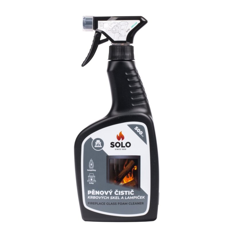 SOLO  Pěnový čistič krbových skel a lampiček 500ml