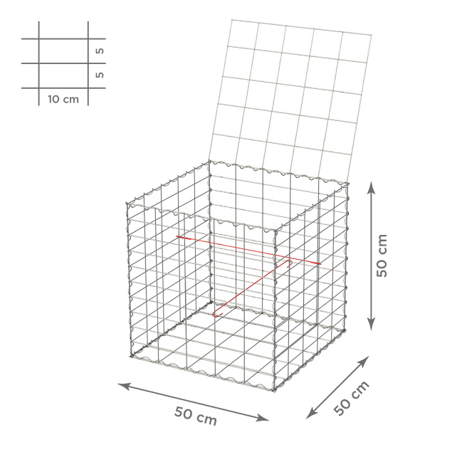 Gabionový koš 10x5, s víkem, různé rozměry - Rozměry koše: 100x50x50 cm